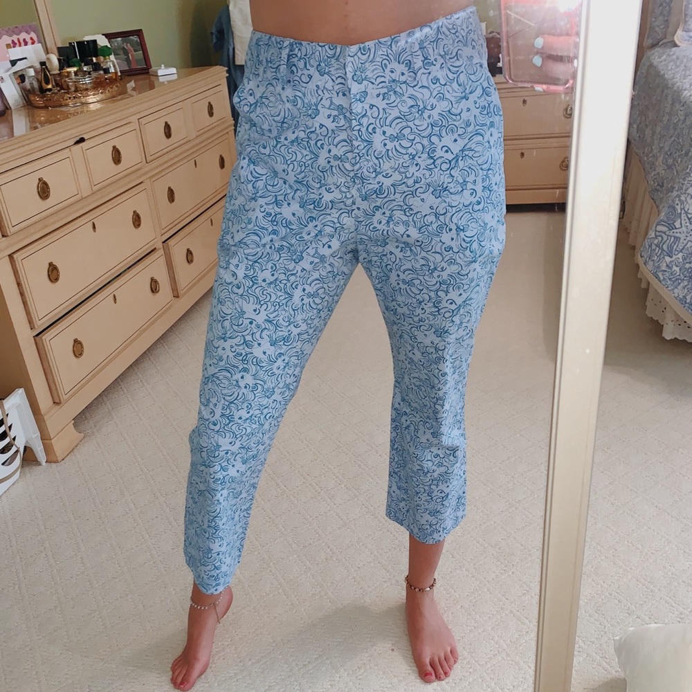 Lily Pulitzer Blue Cropped Flare Pant
